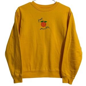 Freeze Just Peachy Yellow Graphic Crewneck Sweatshirt Womens XS Cotton Blend